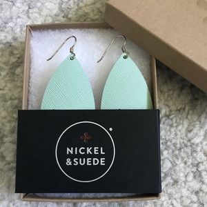 Nickel & Suede Leather Earrings Minty Fresh Aqua